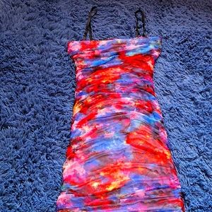 Ruched multi colored mini Dress New w/o tags
